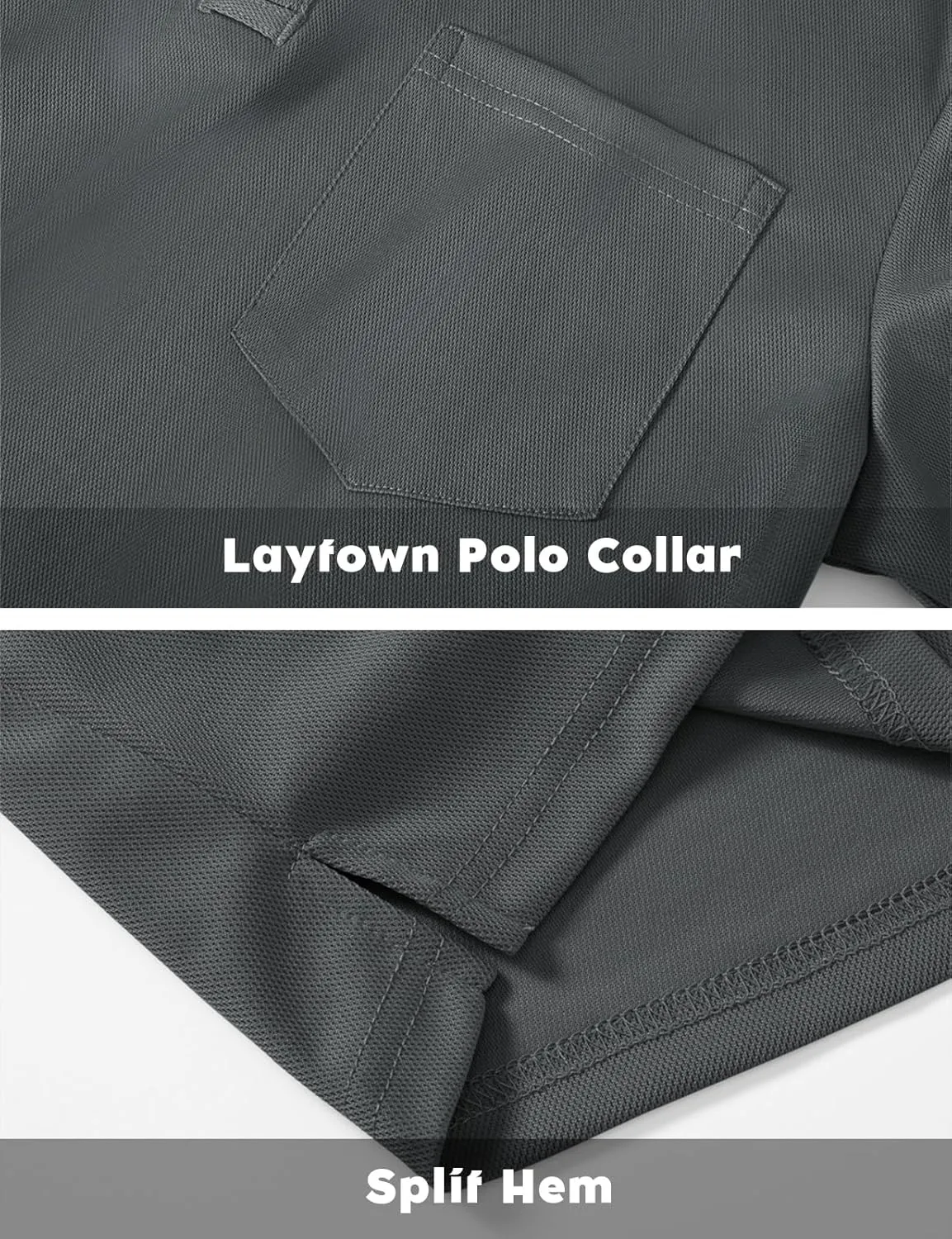 TBMPOY Men's Polo Shirts with Pocket Golf Long Sleeve Quick Dry Lightweight Collared Stylish Moisture Wicking Business Tennis