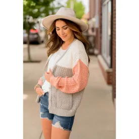 Tri-Colored Lightweight Knit Cardigan