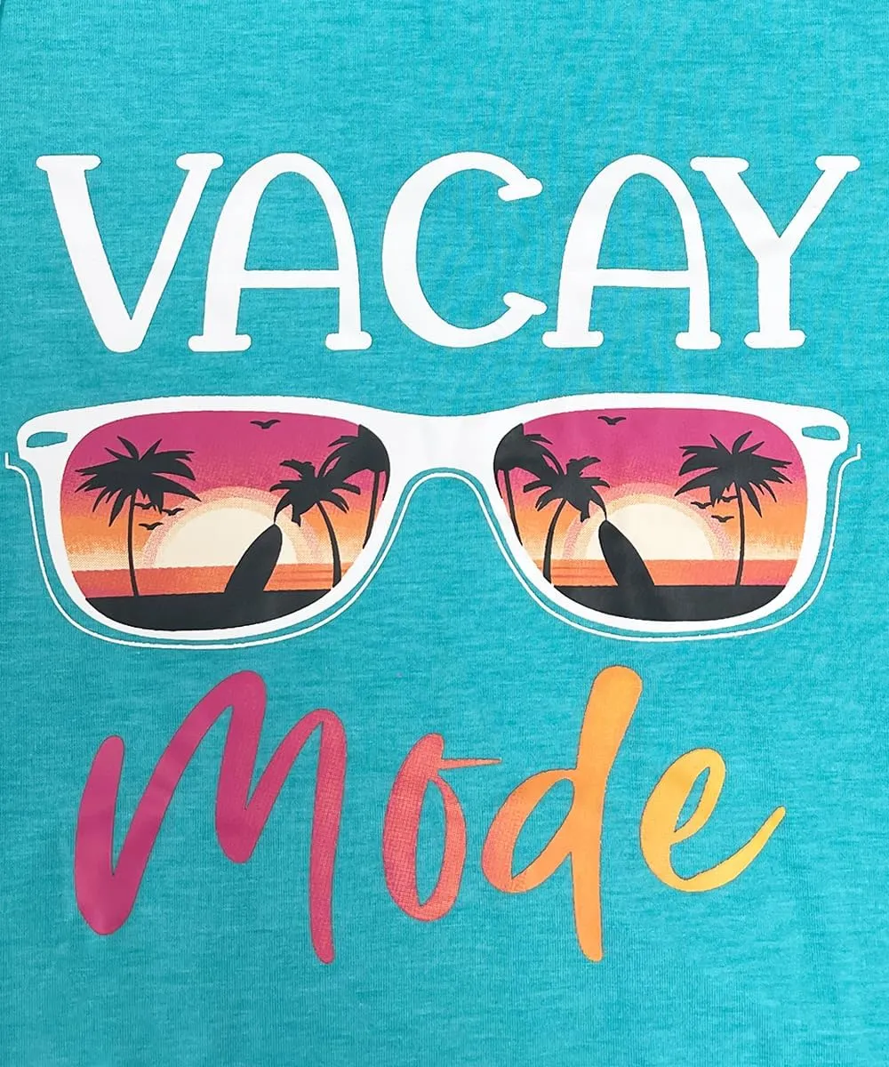 Vacay Mode T Shirts for Women Summer Beach Hawaii Vacation Short Sleeve Tops Holiday Cruise Getaway T Shirts