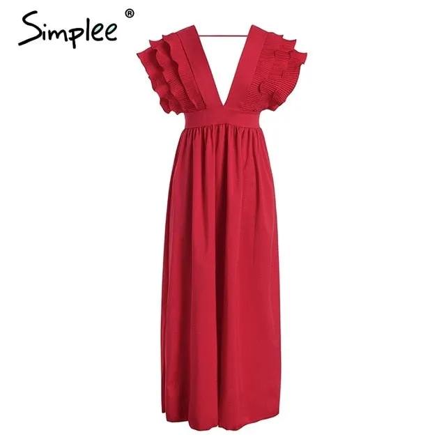 VenusFox Elegant v neck maxi dresses