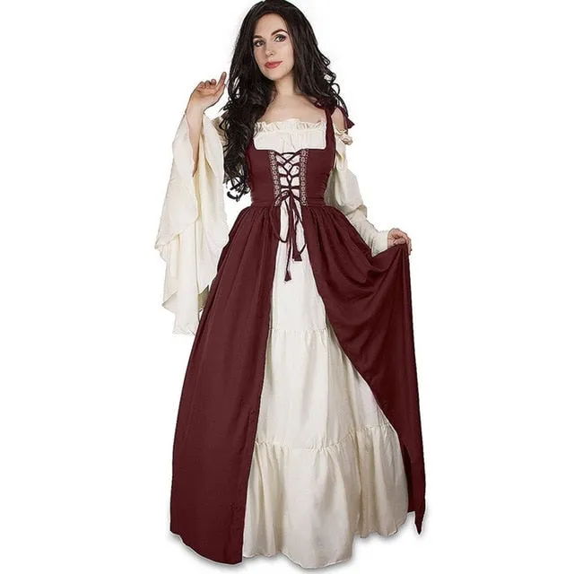 VenusFox Women Corset Medieval Renaissance Vintage Dress