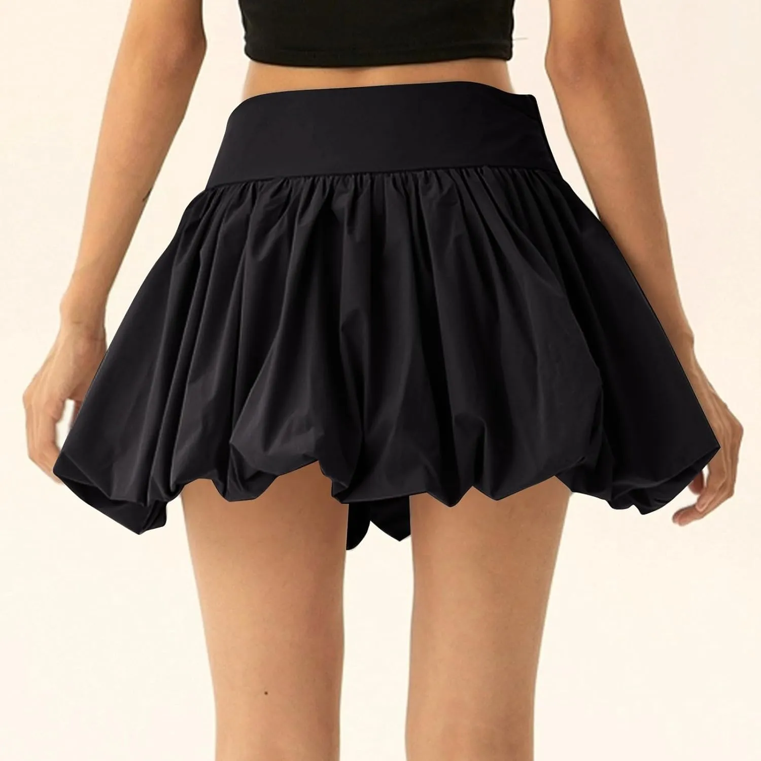 Women's Skirts Summer Boho Mini Skirt High Waist Drawstring Tiered Skirts Trendy, S-XL