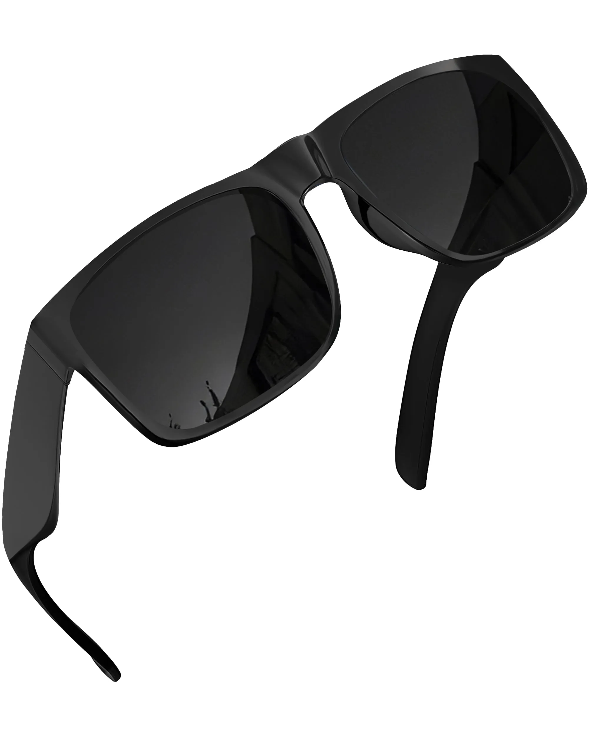 XL Square Polarized Sunglasses Big Wide Frame - Super Dark Lens