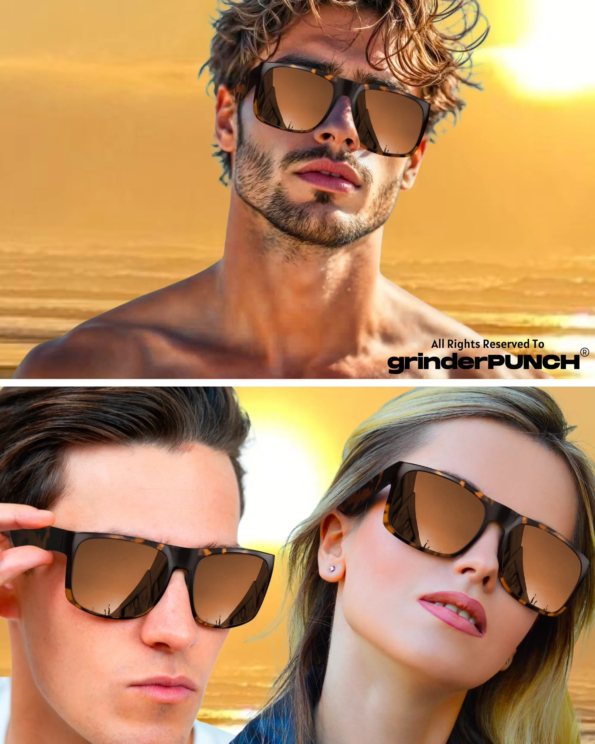 XL Square Polarized Sunglasses Big Wide Frame - Super Dark Lens