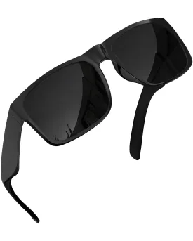 XL Square Polarized Sunglasses Big Wide Frame - Super Dark Lens