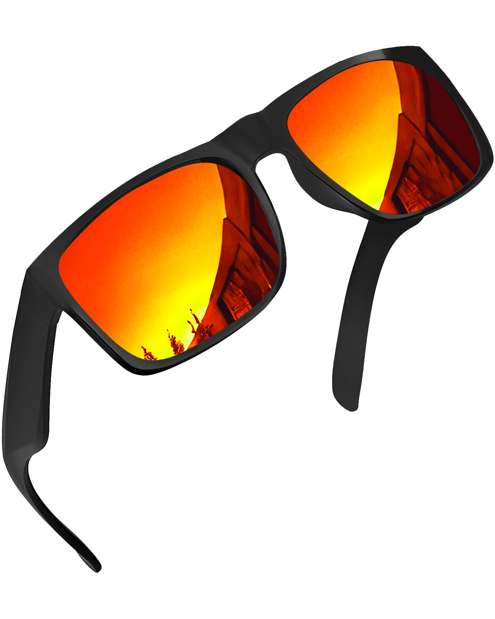 XL Square Polarized Sunglasses Big Wide Frame - Super Dark Lens