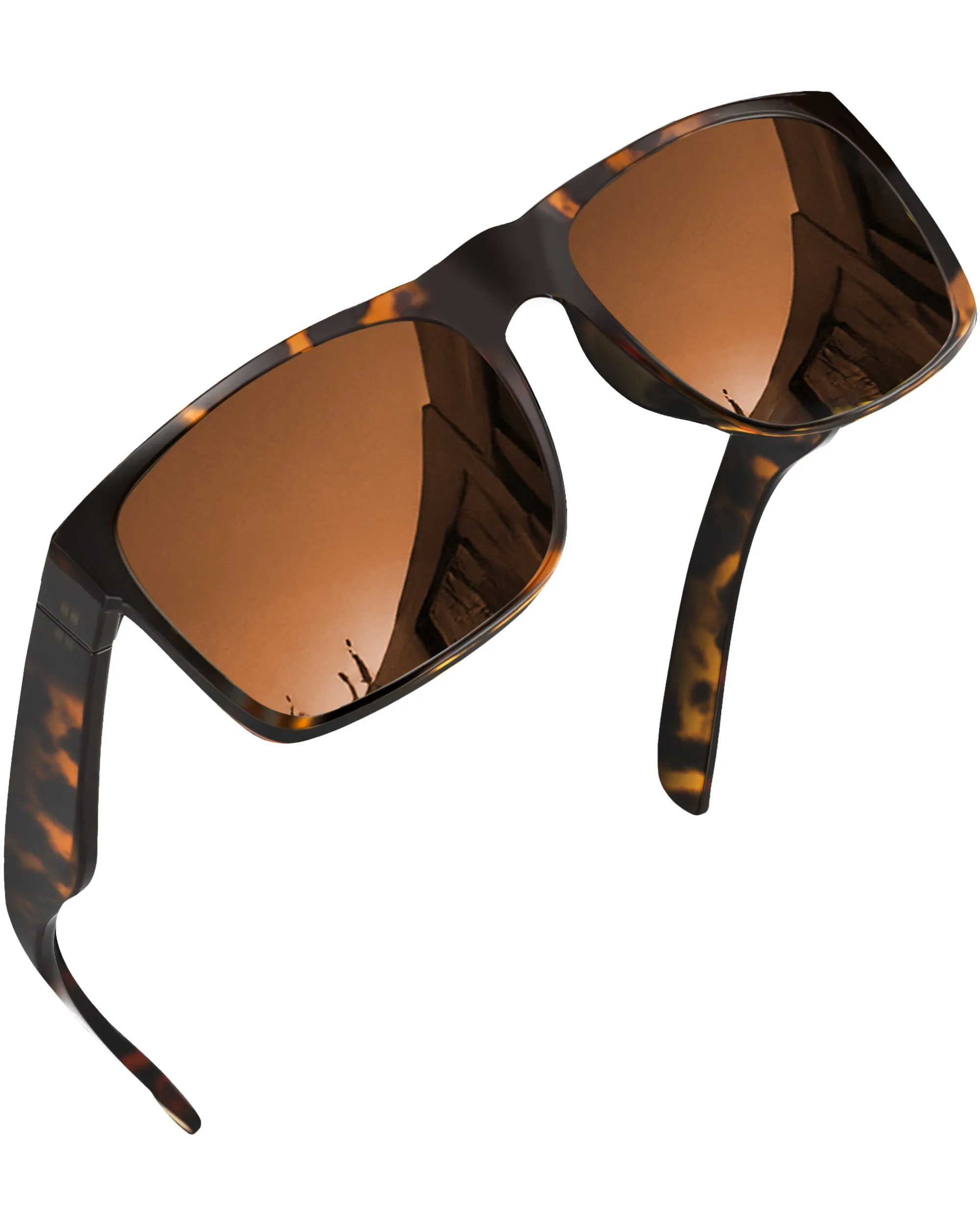 XL Square Polarized Sunglasses Big Wide Frame - Super Dark Lens