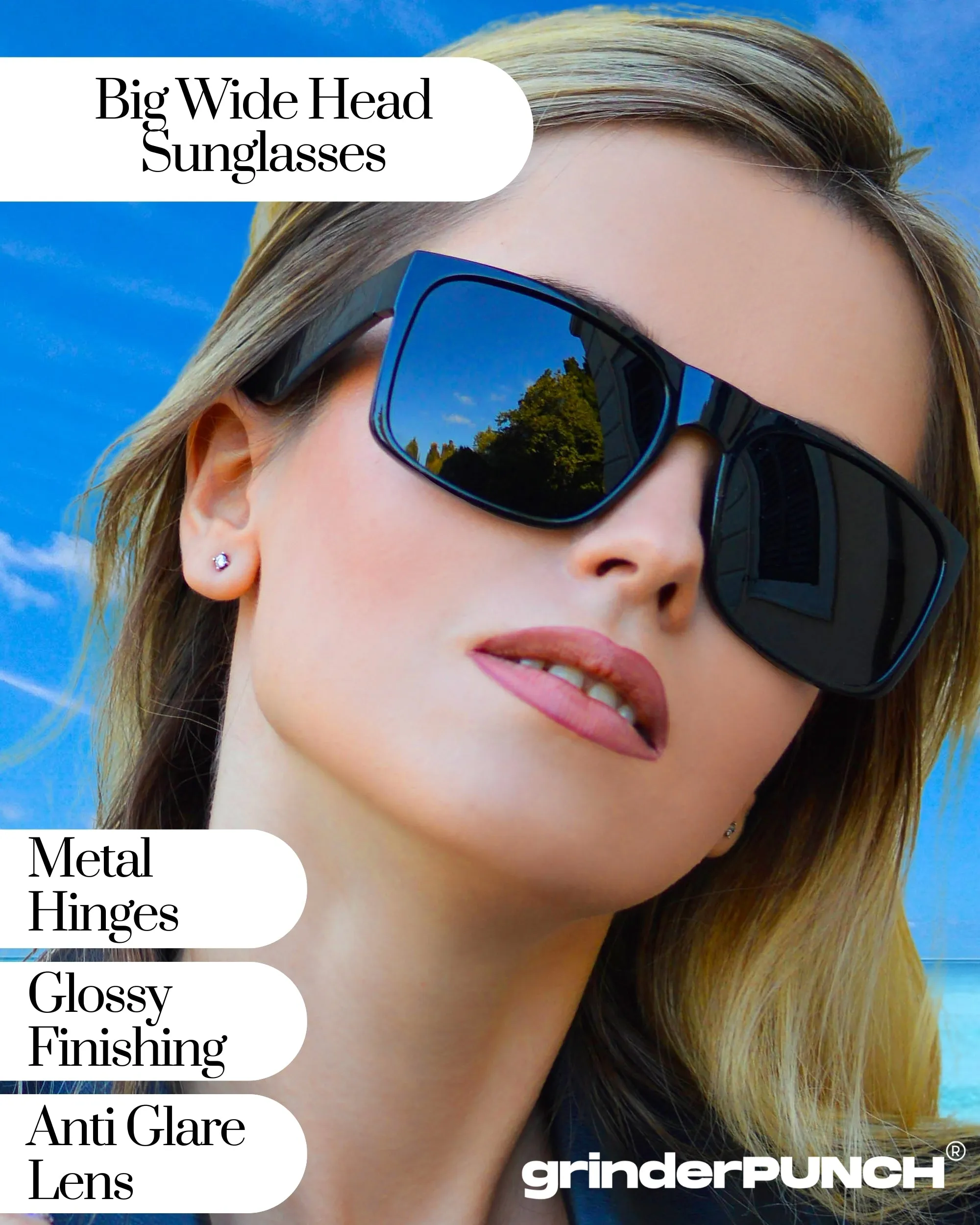 XL Square Polarized Sunglasses Big Wide Frame - Super Dark Lens