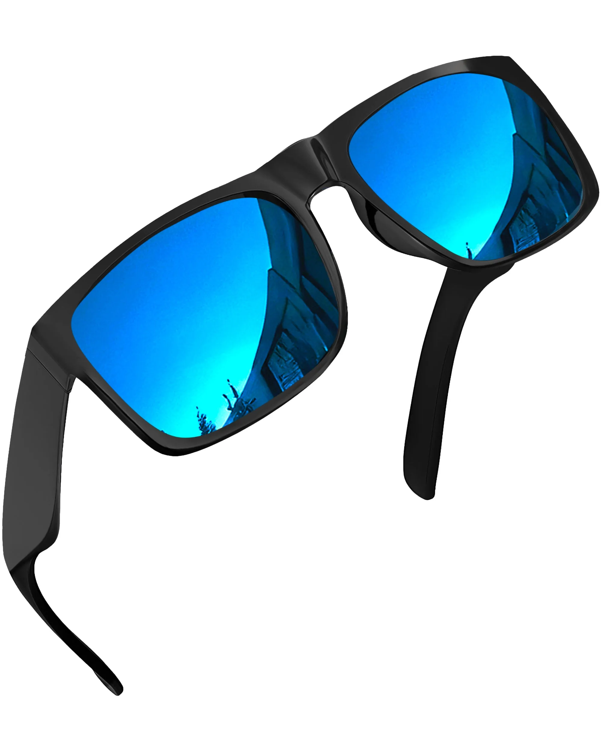 XL Square Polarized Sunglasses Big Wide Frame - Super Dark Lens