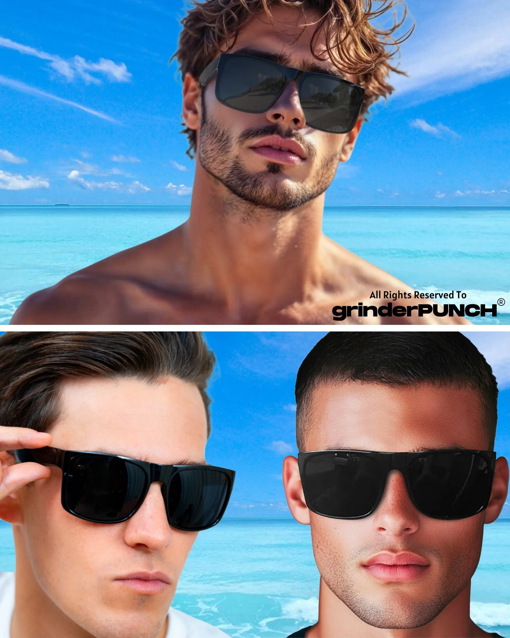 XL Square Polarized Sunglasses Big Wide Frame - Super Dark Lens